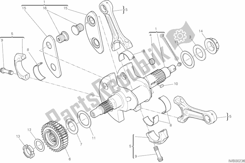 All parts for the Connecting Rods of the Ducati Diavel Xdiavel Sport Pack Brasil 1260 2019